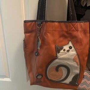 CHALA burnt orange cat tote